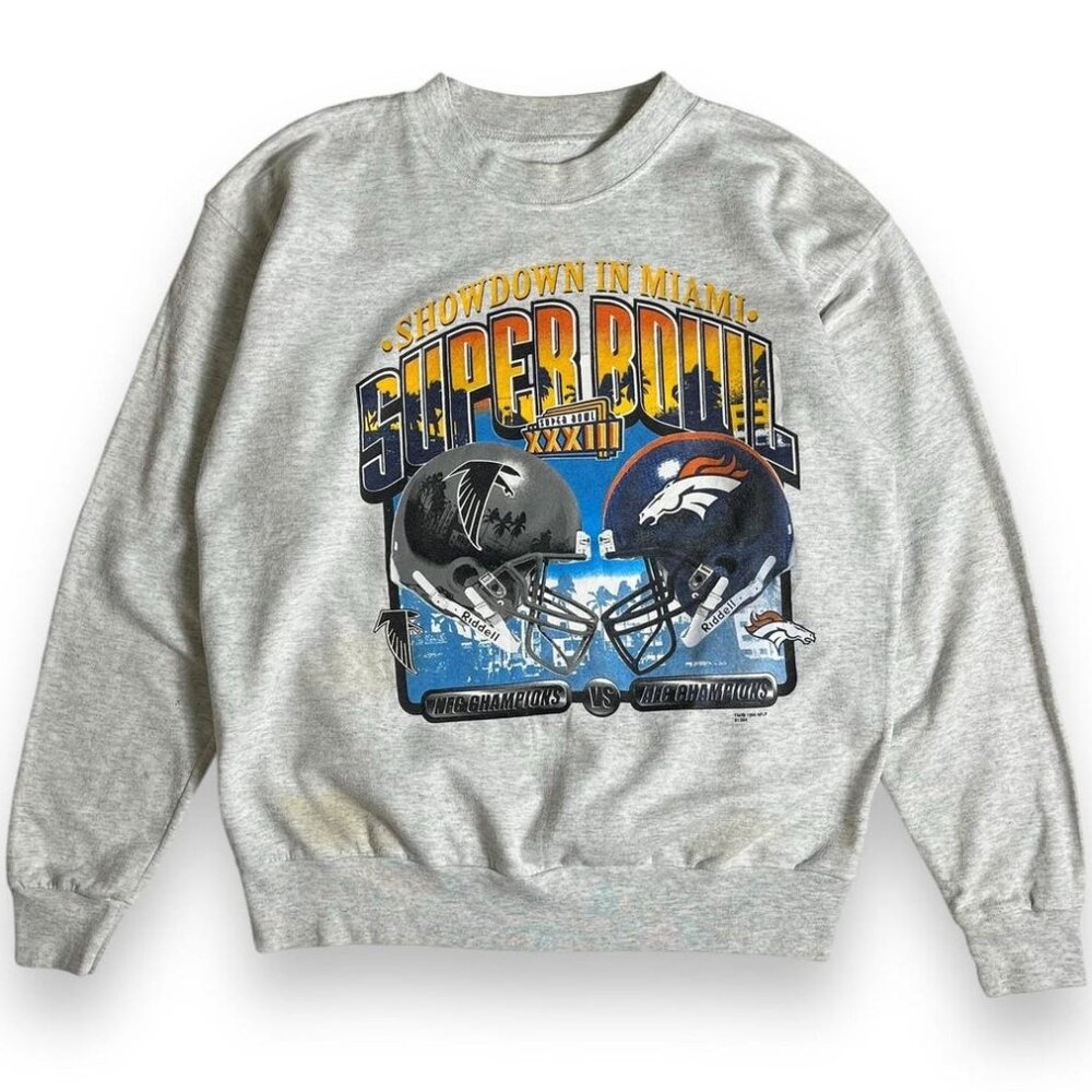 Vintage Super Bowl Falcons vs Broncos Champions XXXIII Football Sweatshirt
